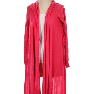 NWT DKNY Silk Cashmere Cardigan M/L Pink High-Low Open Front Cozy Knit $195